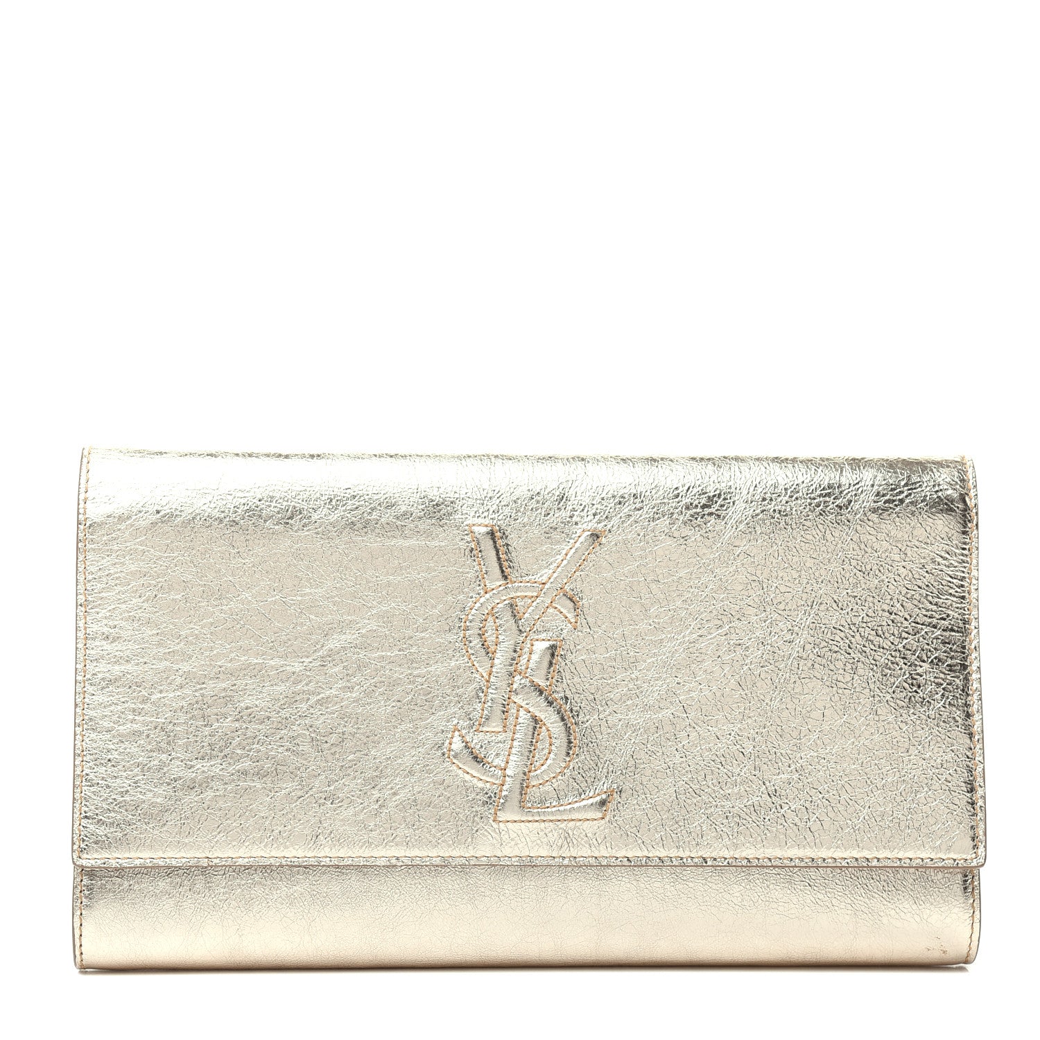 Saint Laurent Metallic Calfskin Monogram Large Belle De Jour Clutch Gold 1 of 7