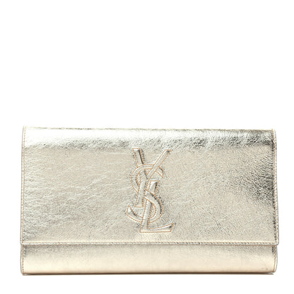Saint Laurent Metallic Calfskin Monogram Large Belle De Jour Clutch Gold 1 of 7