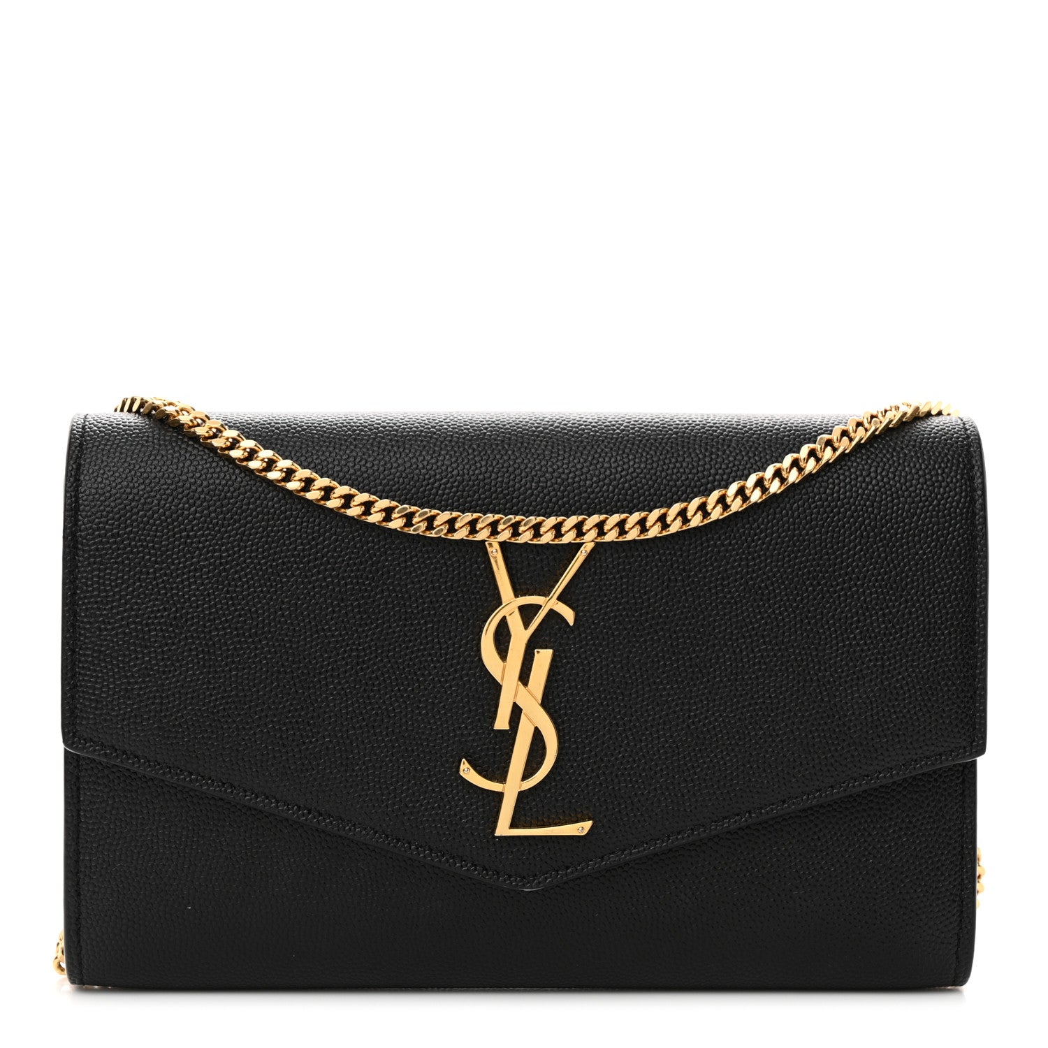 Saint Laurent Grain de Poudre Uptown Chain Wallet Black 1 of 11
