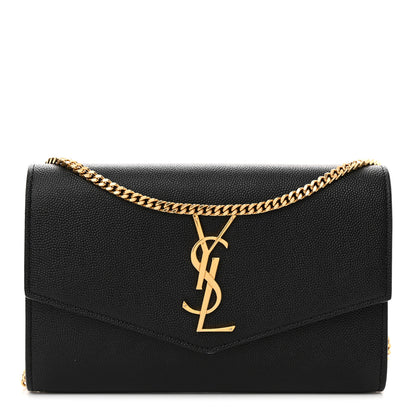 Saint Laurent Grain de Poudre Uptown Chain Wallet Black 1 of 11