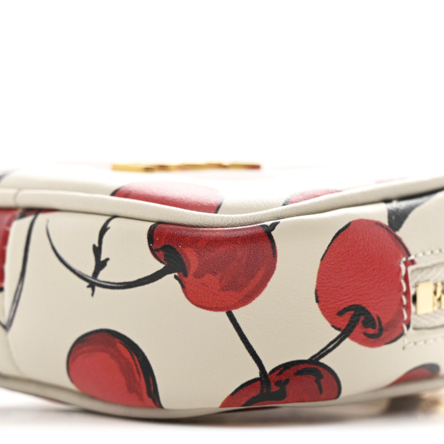 Calfskin Cherry Print Monogram Baby Lou Camera Bag Crema Soft Red