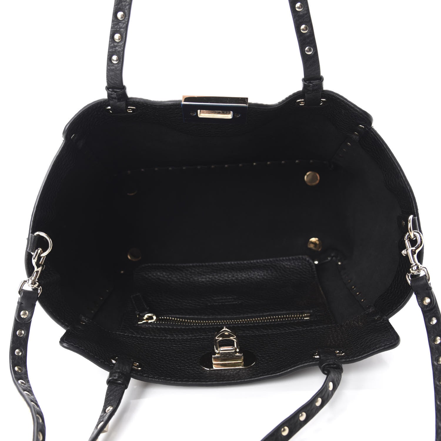 Valentino Garavani Grained Calfskin Small Rockstud Tote Black 6 of 10