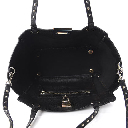 Valentino Garavani Grained Calfskin Small Rockstud Tote Black 6 of 10