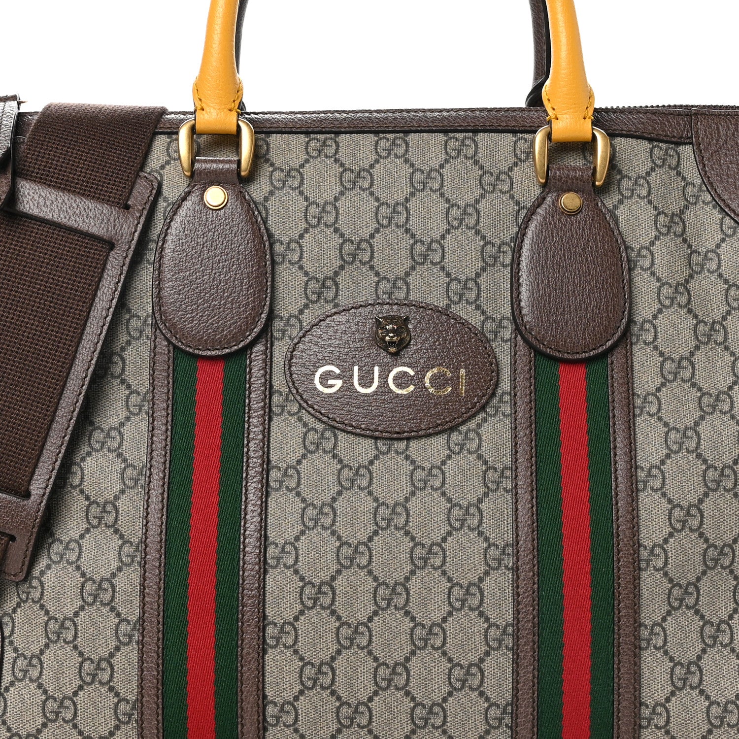 Gucci Soft GG Supreme Monogram Web Neo Vintage Duffle Bag Beige New Acero Crop 8 of 10