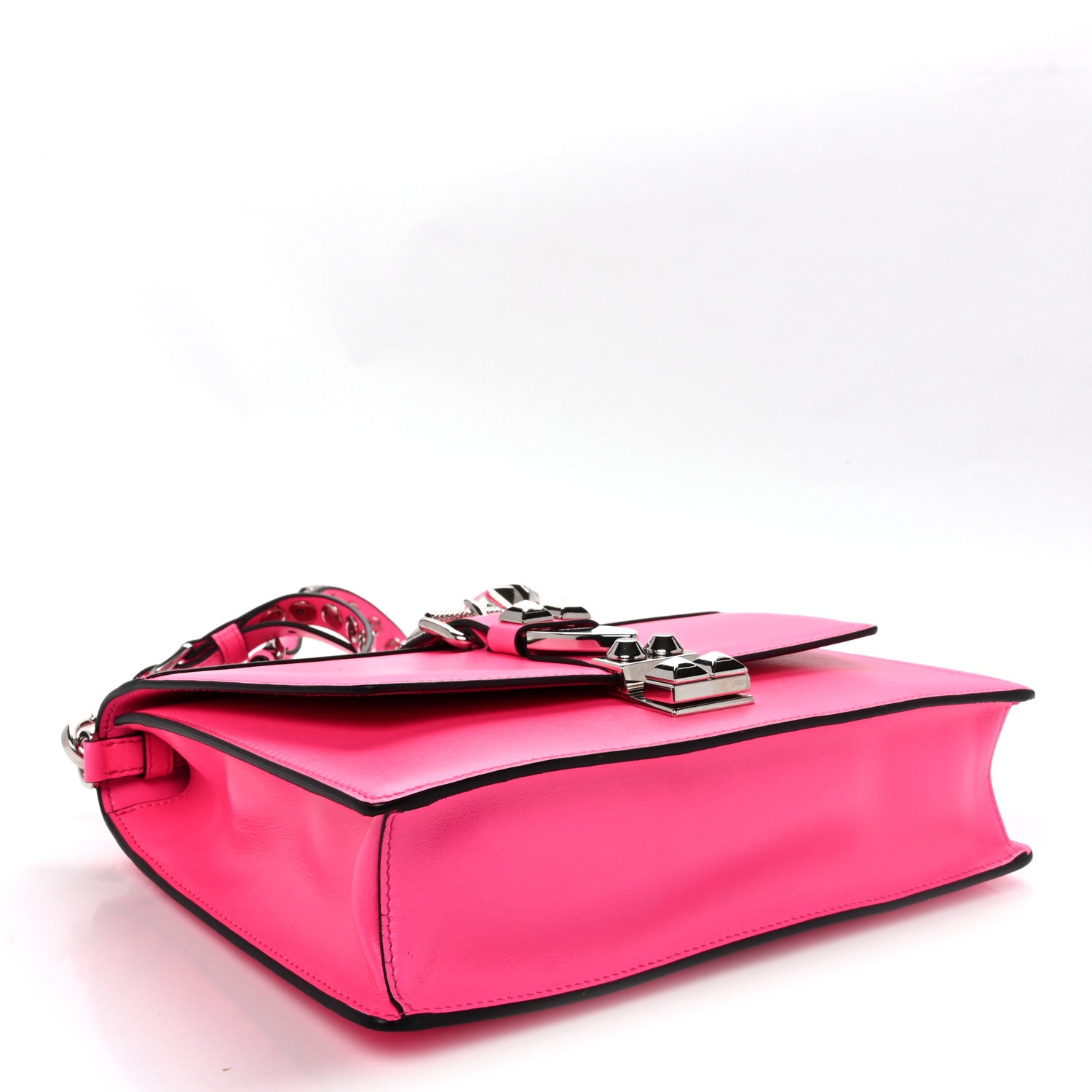 Prada Saffiano City Calfskin Studded Large Elektra Shoulder Bag Fuchsia Black 4 of 9
