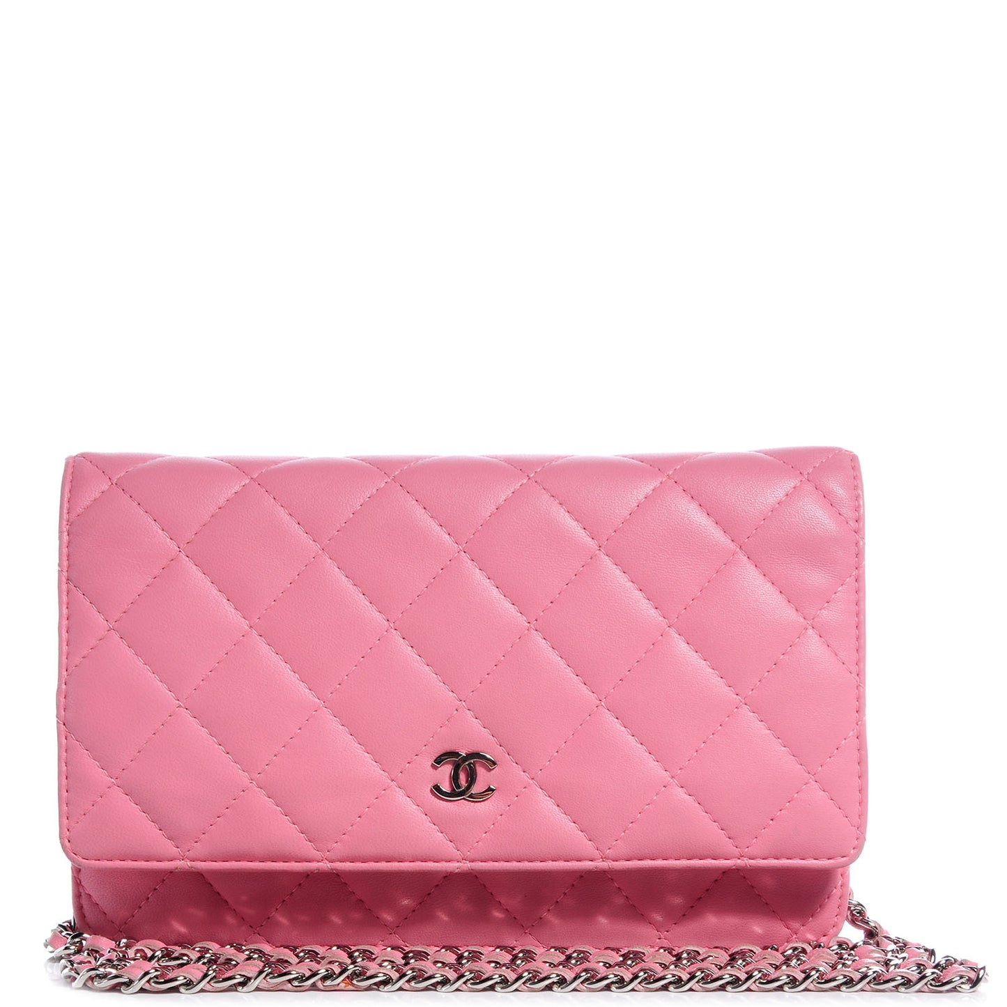 Lambskin Wallet On Chain WOC Pink