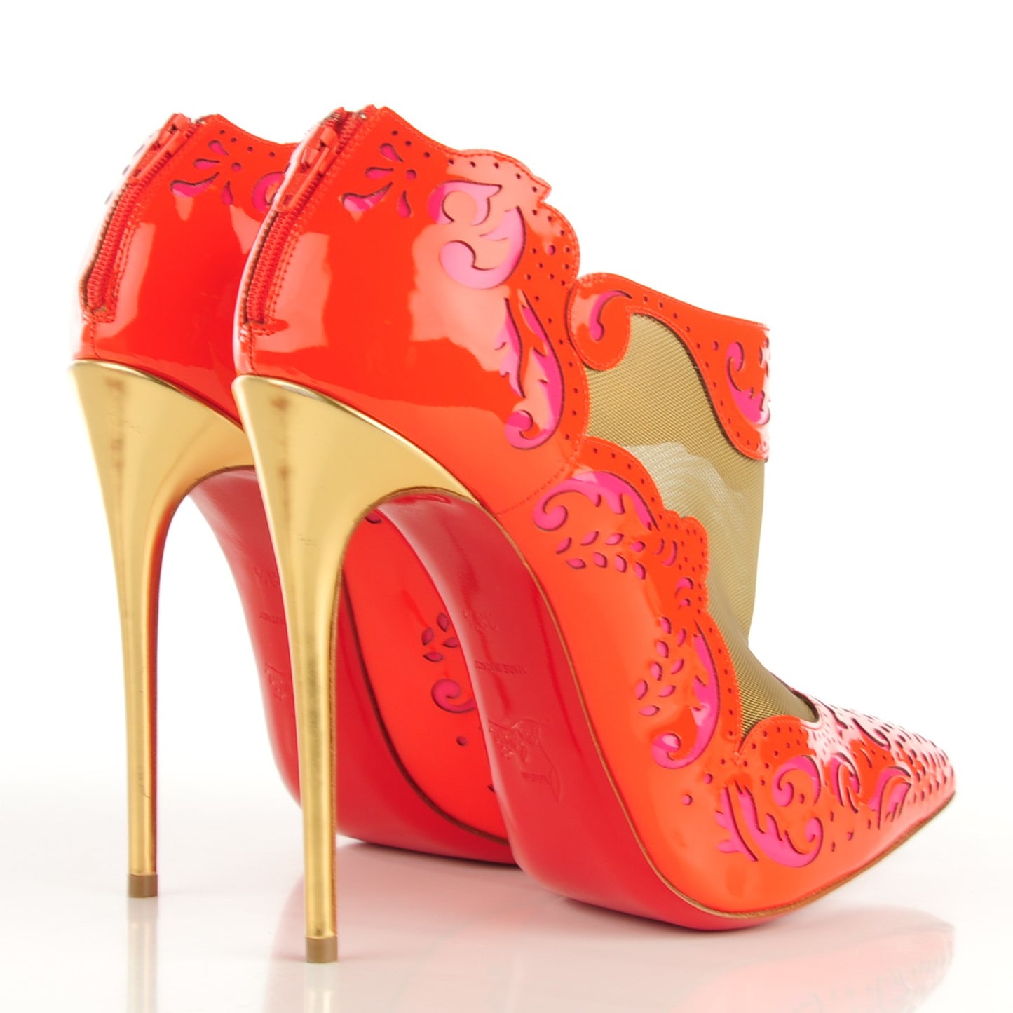Patent Mesh Lasercut Mandolina 120 Booties 38.5 Red