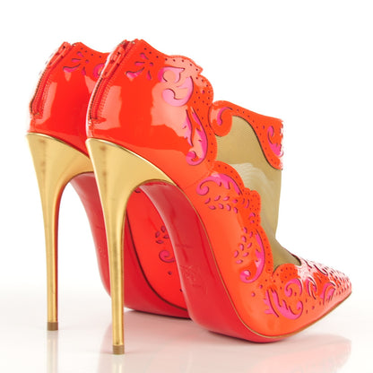 Christian Louboutin Patent Mesh Lasercut Mandolina 120 Booties 38.5 Red 4 of 7