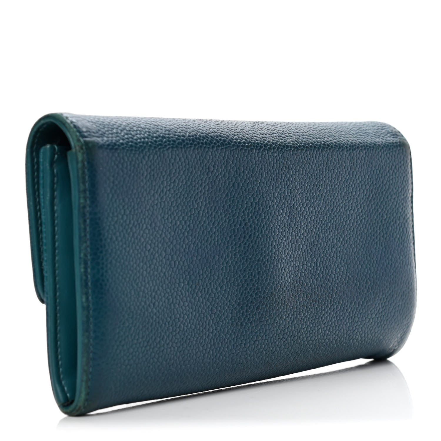 Chanel Caviar Timeless CC Large Gusset Flap Wallet Blue 2 of 5