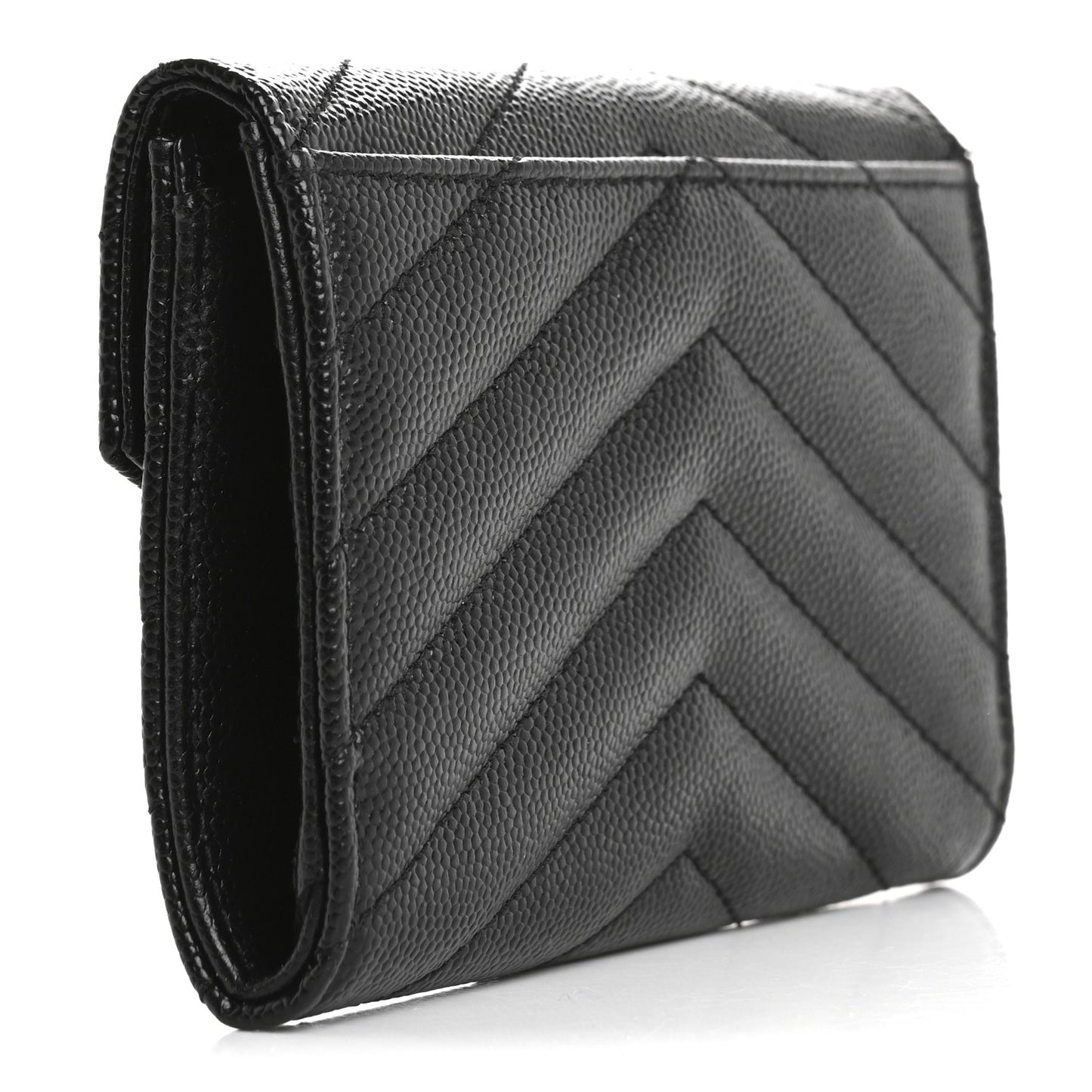 Grain De Poudre Matelasse Chevron Small Monogram Envelope Wallet Black