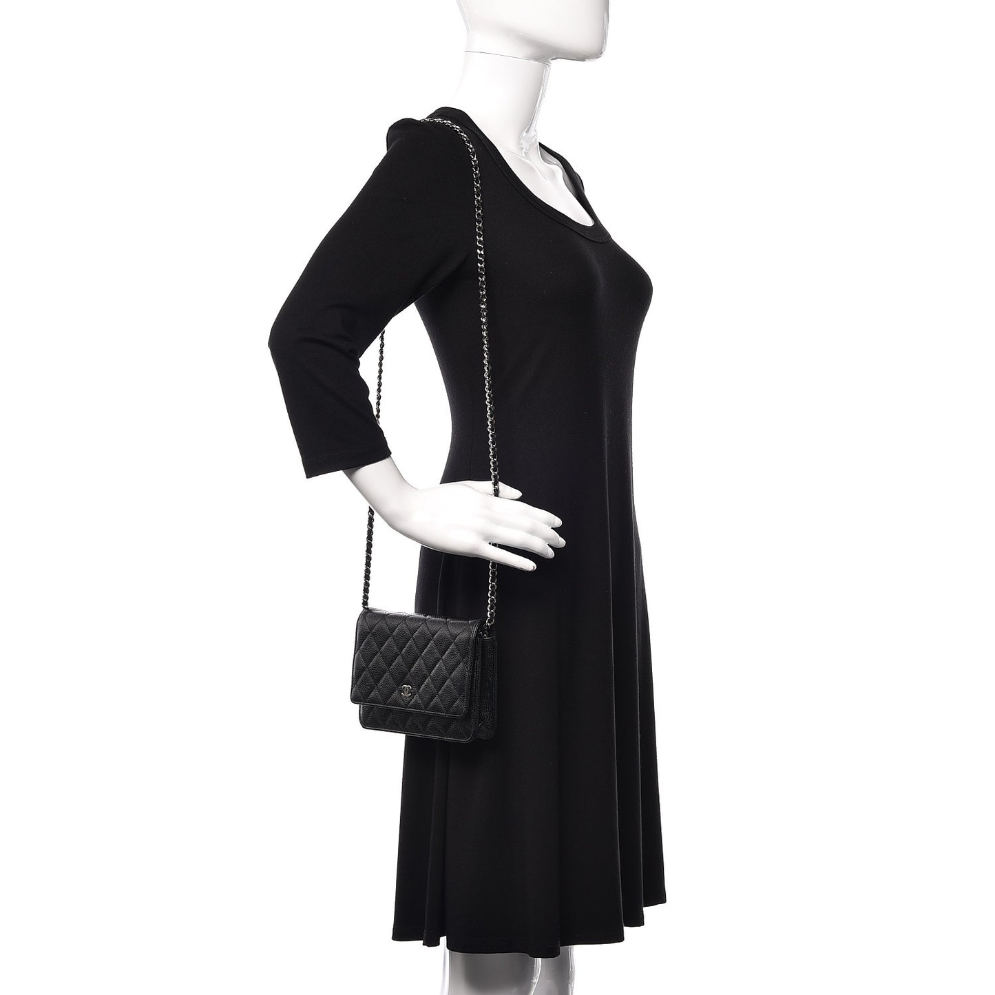 Caviar Quilted Wallet On Chain WOC Black