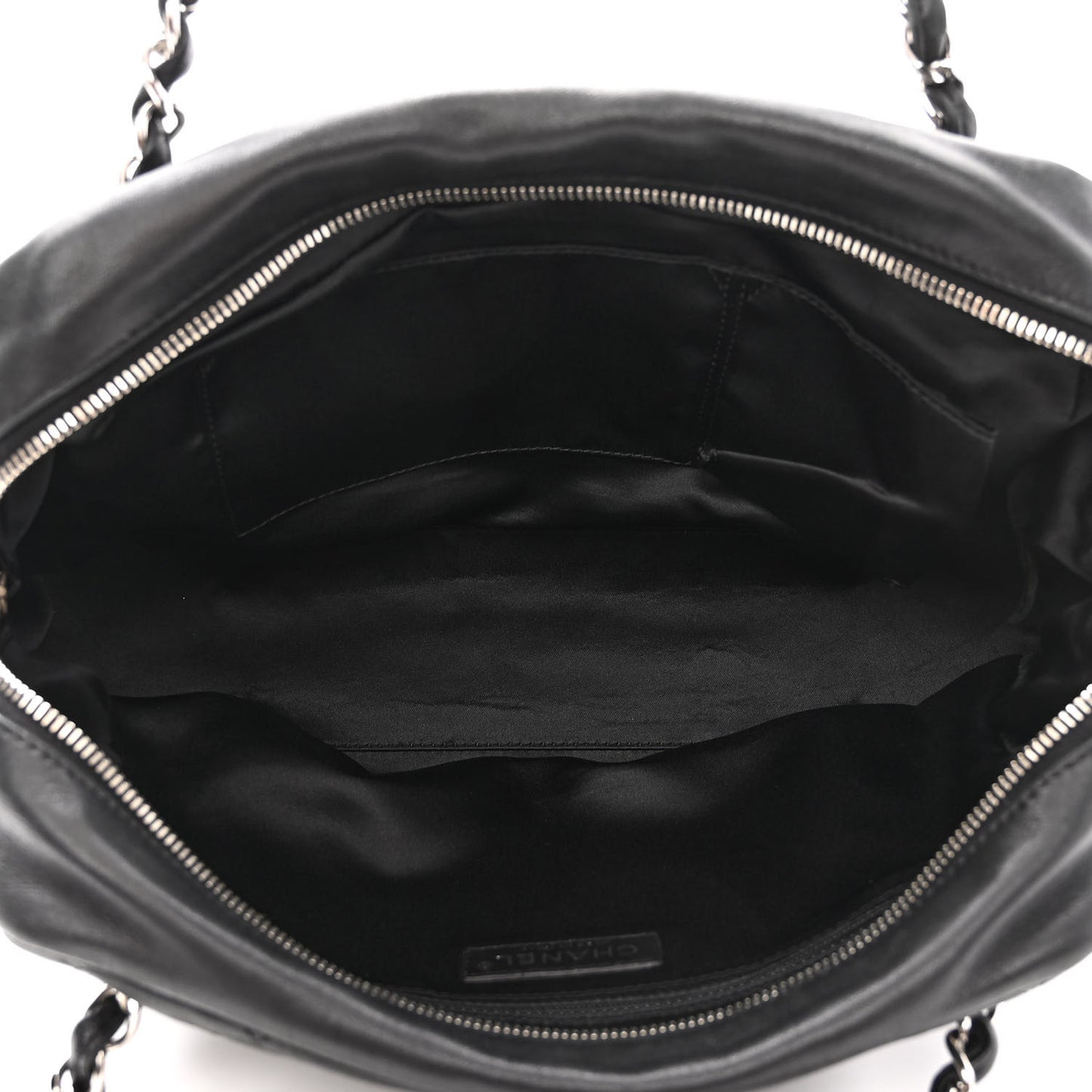 Lambskin Quilted Medium Chain Around Tote Black
