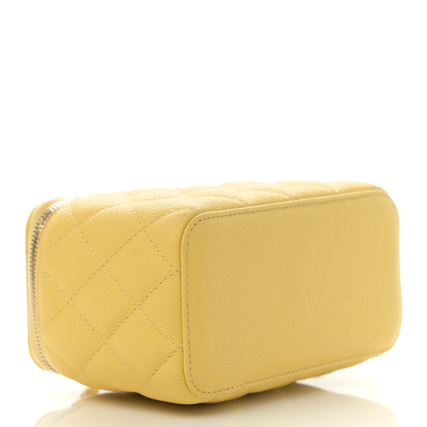 Chanel Caviar Quilted Small Tiny CC Vanity Case With Chain Yellow 4 of 11