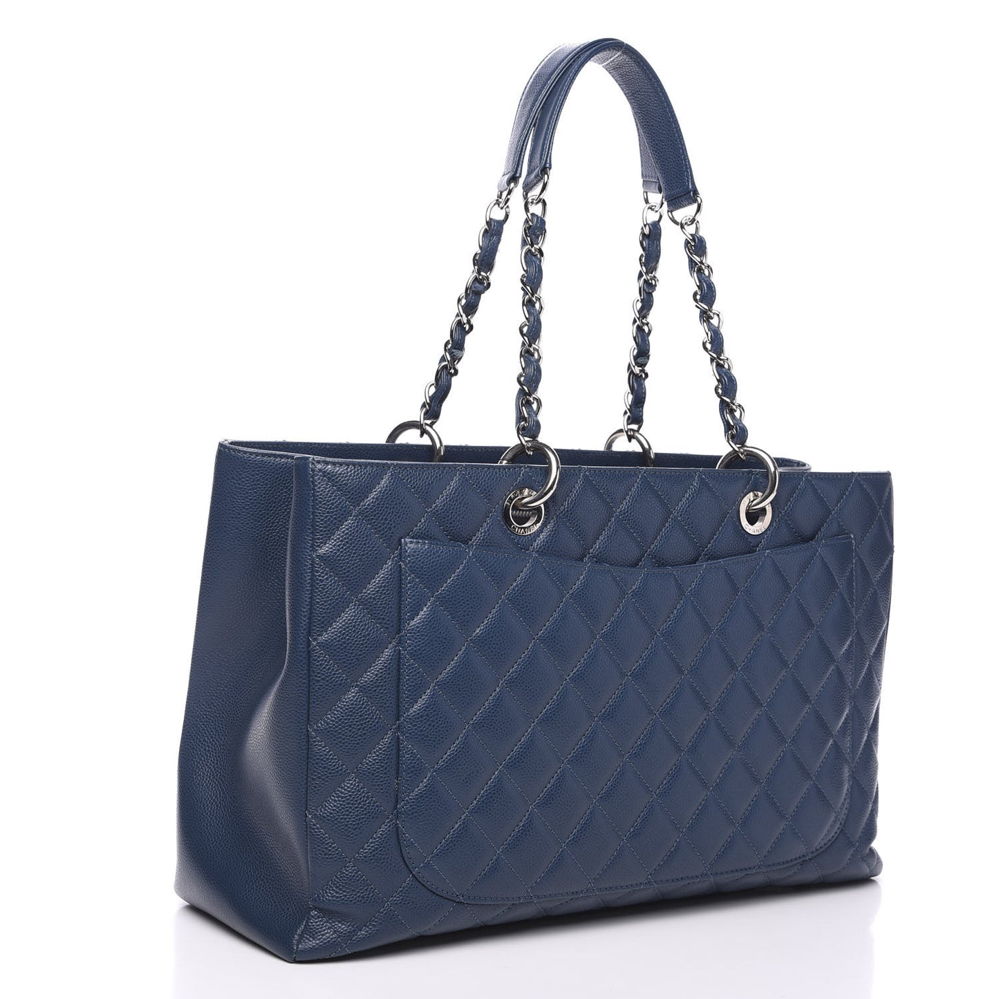 Caviar Quilted XL Grand Shopping Tote GST Navy Blue