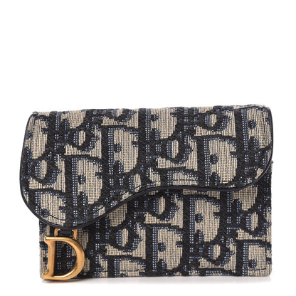 Christian Dior Oblique Saddle Card Holder Blue 1 of 8