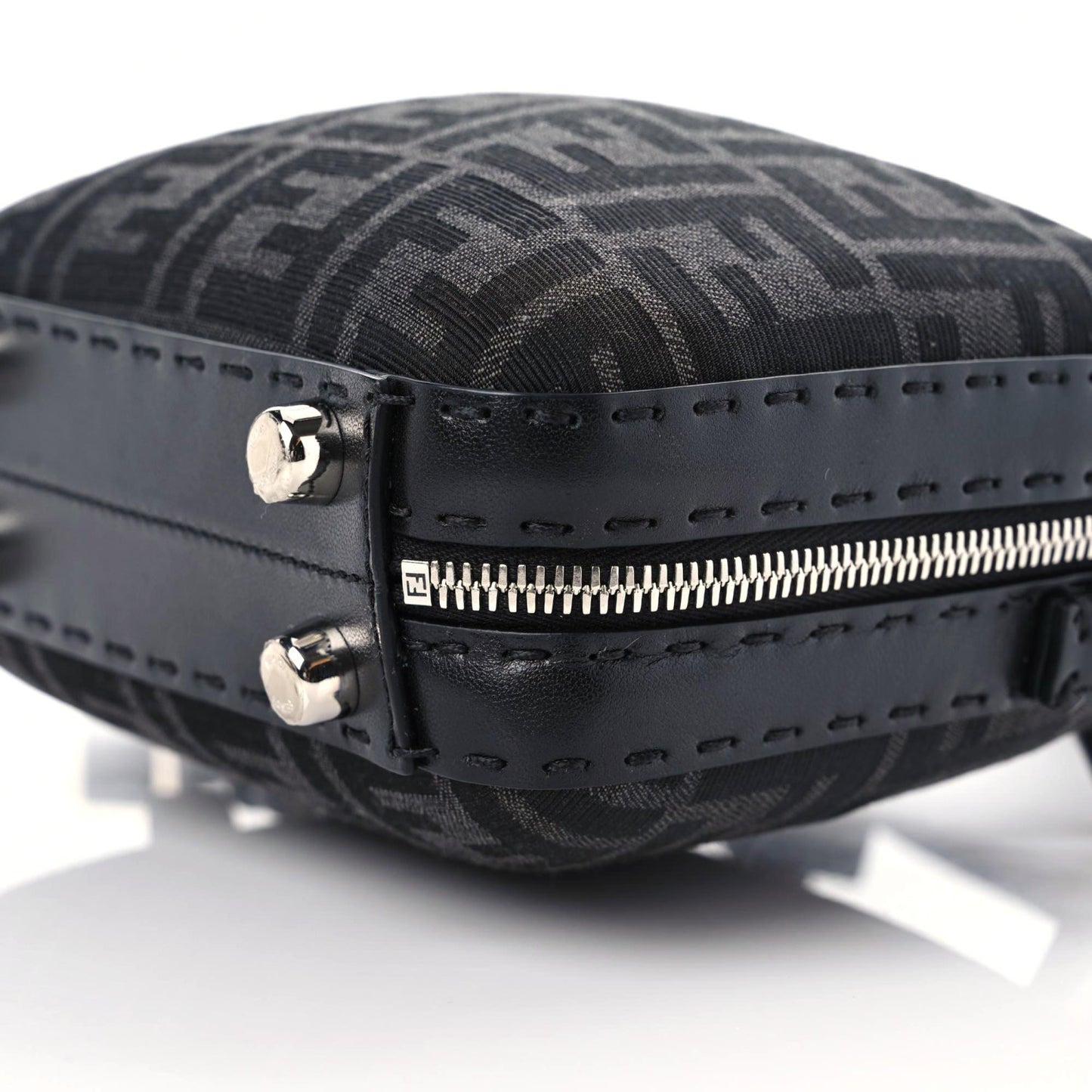 Recycled Fabric Jacquard Vitello Astro FF 1974 Mini Suitcase Bag Asfalto Black
