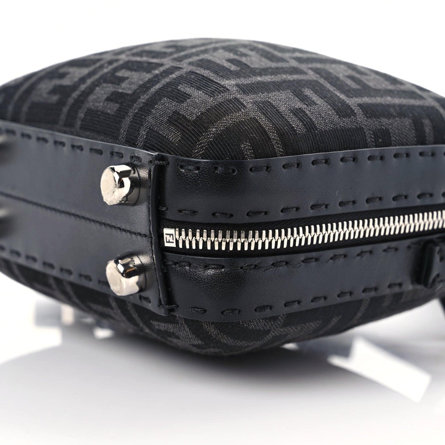 Fendi Recycled Fabric Jacquard Vitello Astro FF 1974 Mini Suitcase Bag Asfalto Black 6 of 11