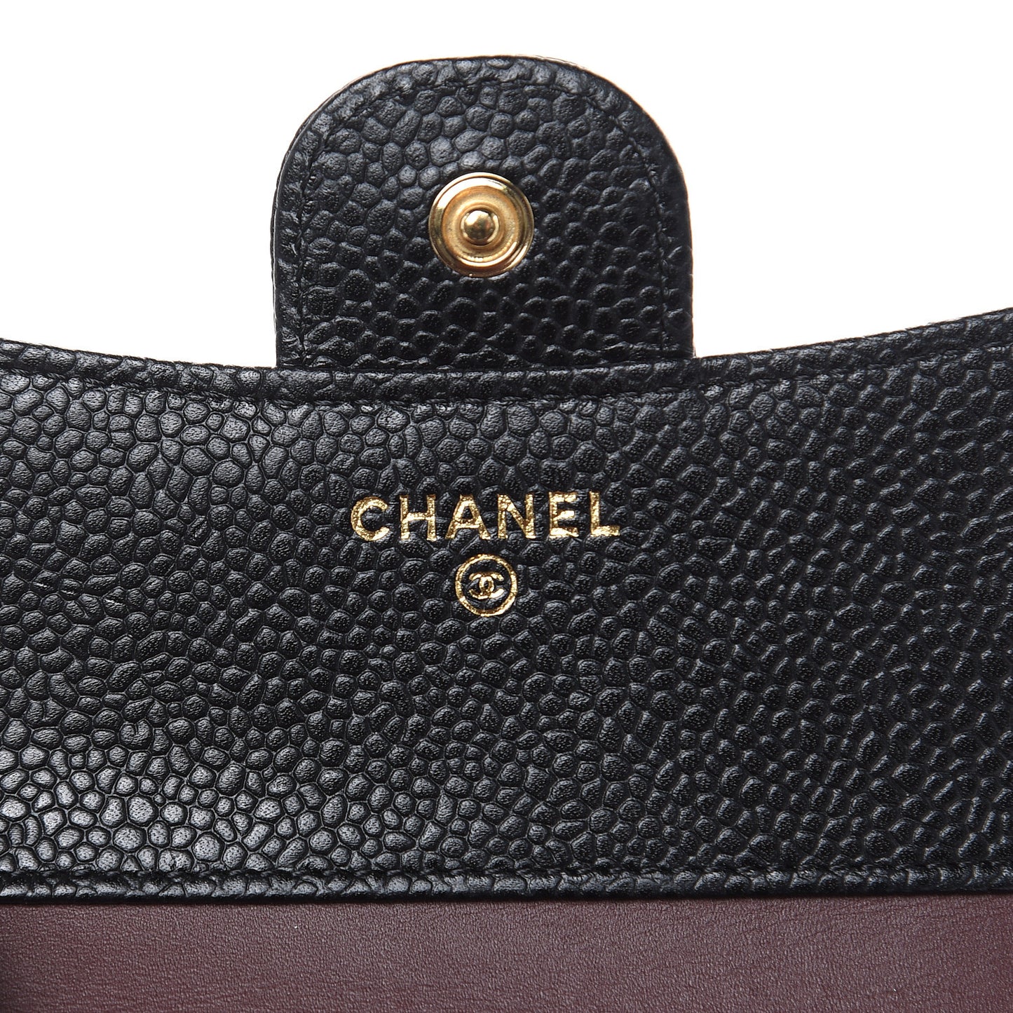 Caviar Quilted Compact Flap Wallet Black