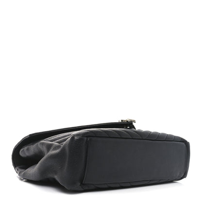 Saint Laurent Sheepskin Matelasse Chevron Monogram Large College Satchel Black 4 of 10