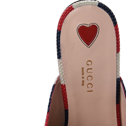 Gucci Canvas Sylvie Stripe Womens Princetown Slippers 38 Mystic White Hibiscus Red Maritime 8 of 9