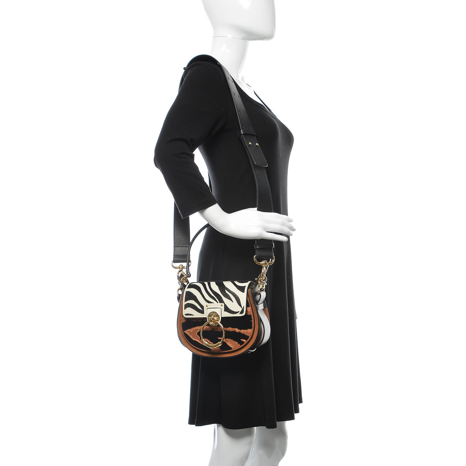 Chloe Velvet Calfskin Animal Print Small Tess Bag Caramel 2 of 9