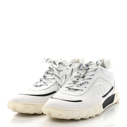 Chanel Calfskin Mesh Lycra Womens Logo Sneakers 39.5 White 3 of 16