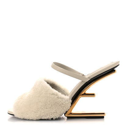 Fendi Nappa Shearling First 95mm Slide Sandals 39 White 1 of 9