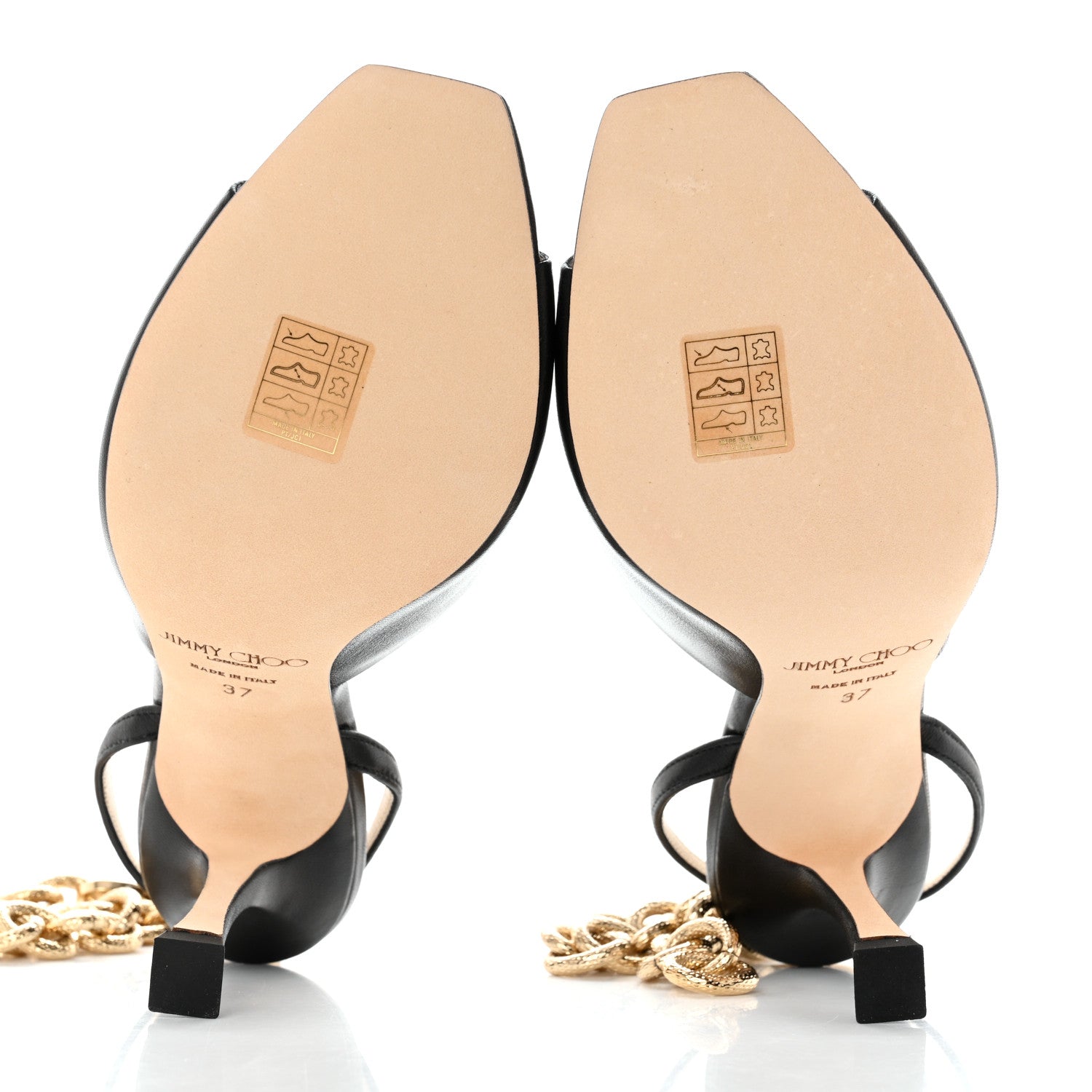 Jimmy Choo Nappa Sae 90 Chain Sandals 37 Black 5 of 9