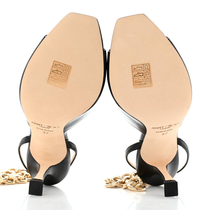 Jimmy Choo Nappa Sae 90 Chain Sandals 37 Black 5 of 9