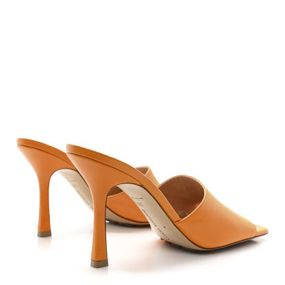 Bottega Veneta Lambskin Stretch 90mm Mule Sandals 38.5 Tangerine 5 of 8
