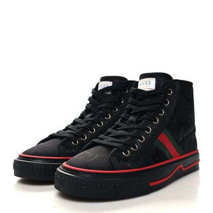 Gucci Econyl Nylon Web Monogram Off The Grid Womens 1977 Tennis High Top Sneakers 35 Black 3 of 8