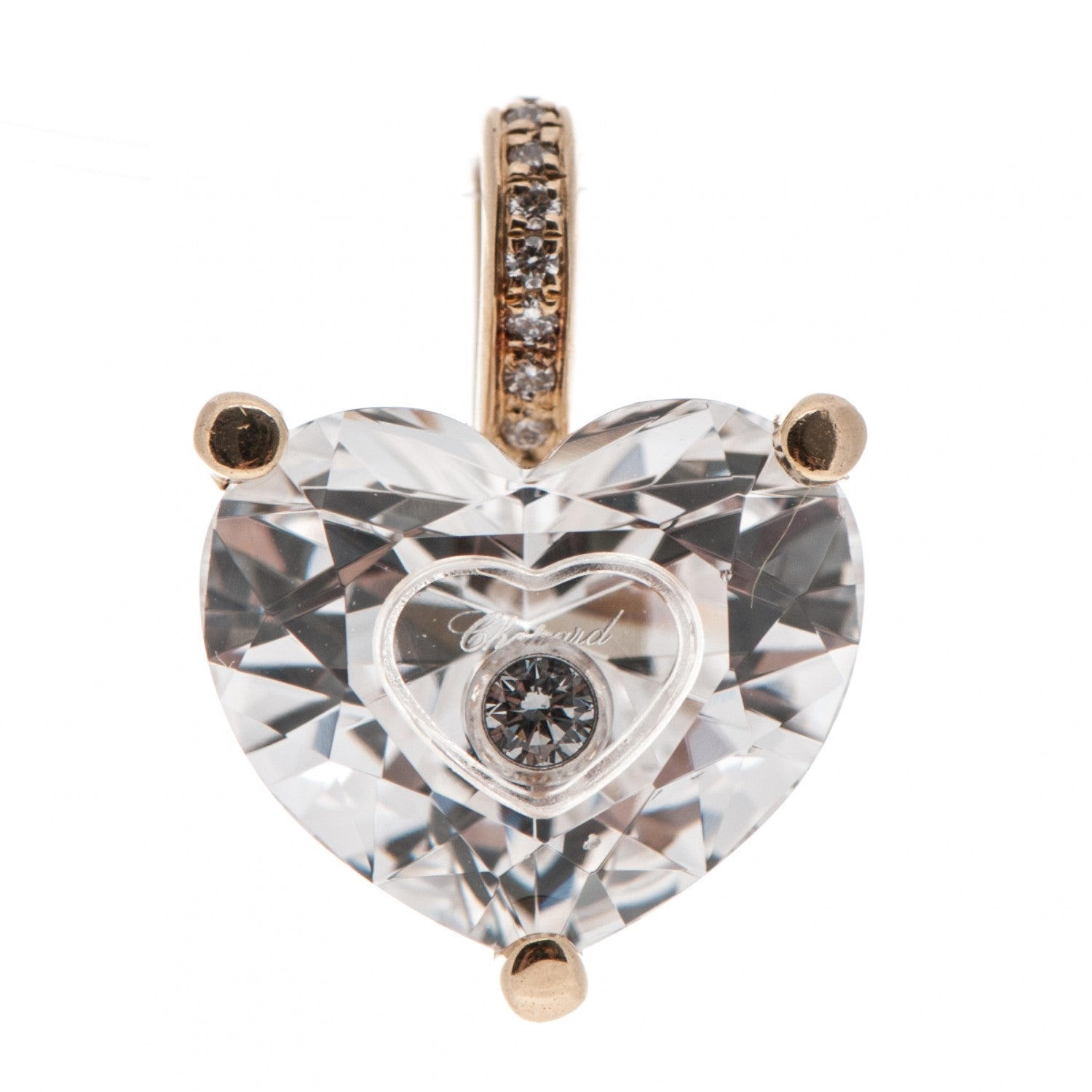 Chopard 18K Gold Crystal Happy Diamonds Icons Heart Pendant 181339 ...