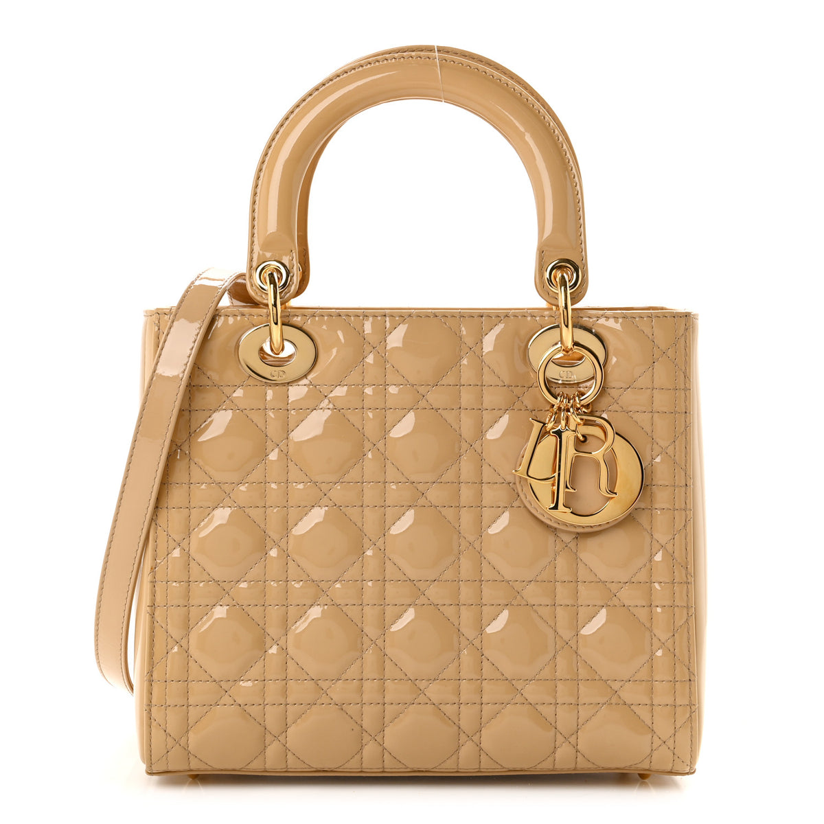 Christian Dior Patent Cannage Medium Lady Dior Beige 1 of 10