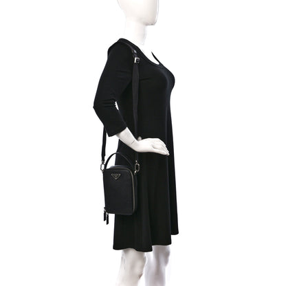 Prada Saffiano Travel Brique Crossbody Messenger Bag Black 2 of 8