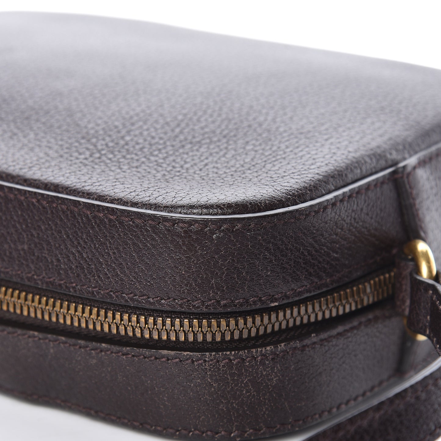 Textured Calfskin Web Small Webby Bee Shoulder Bag Brown Coffee