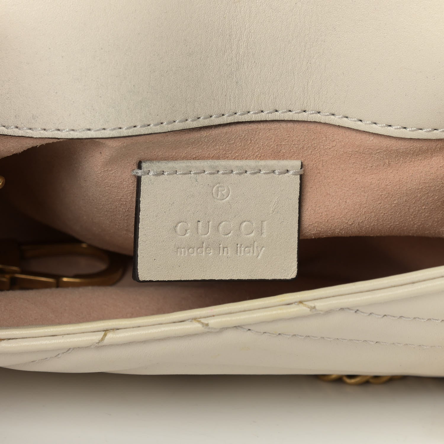 Gucci Calfskin Matelasse Super Mini GG Marmont Shoulder Bag White 6 of 13