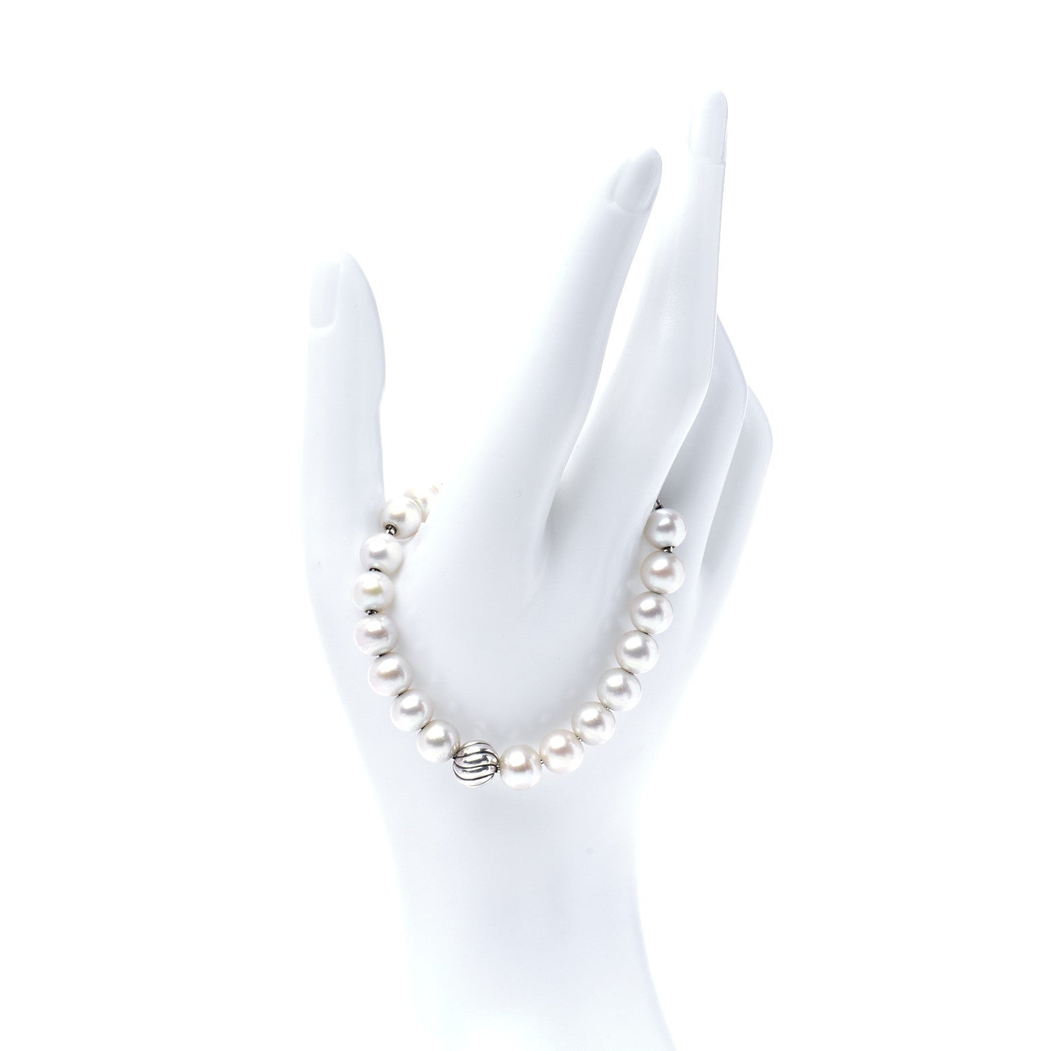 David Yurman Sterling Silver Pearl 8mm Spiritual Bead Bracelet 2 of 5