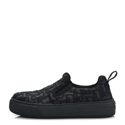 Christian Dior Shiny Technical Fabric Oblique Embroidered Womens Solar Slip On Sneakers 37.5 Black 1 of 9