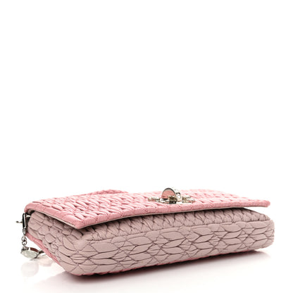 Miu Miu Nappa Matelasse Bi-Color Crystal Flap Clutch Rosa Mughetto 4 of 10