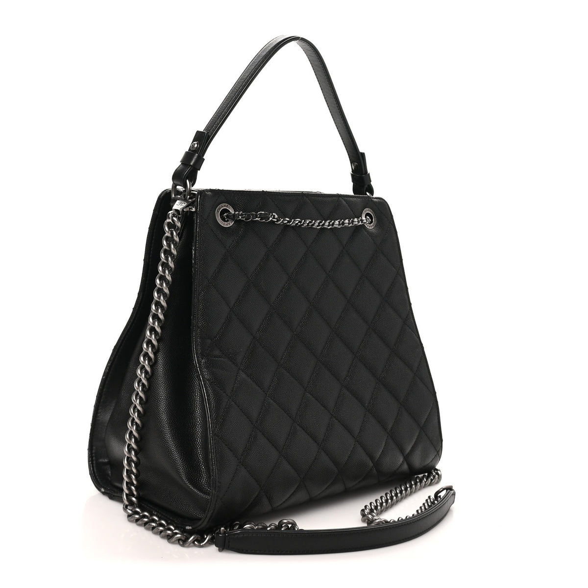 Caviar Quilted Medium CC Bucket Bag Black