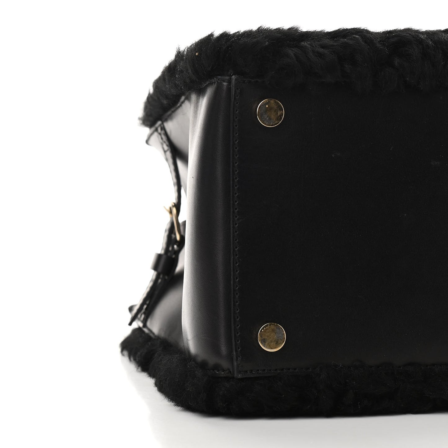 Shearling Calfskin Padlock Nude Work XS Bag Black