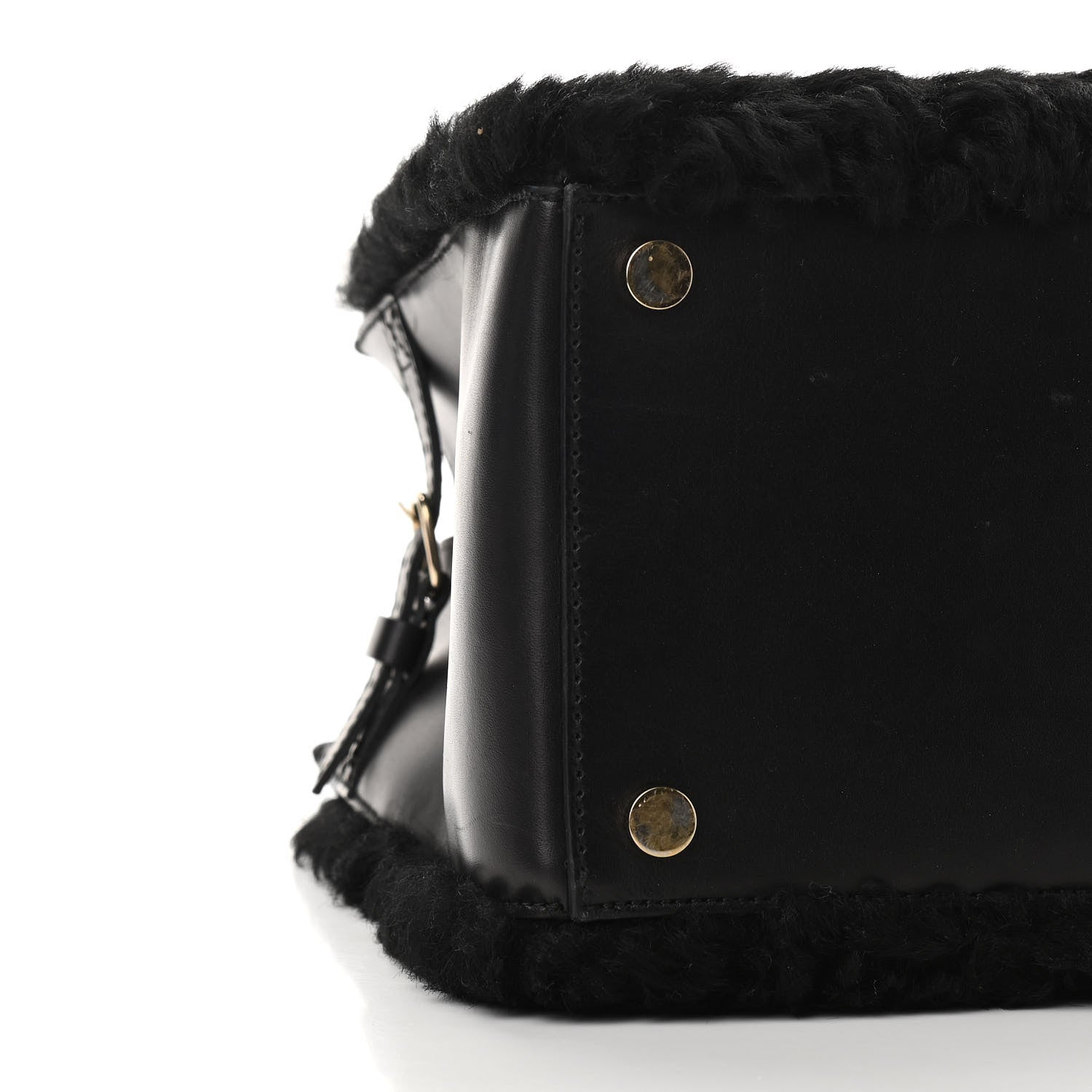 Balenciaga Shearling Calfskin Padlock Nude Work XS Bag Black 8 of 14