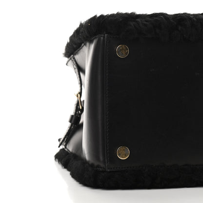 Balenciaga Shearling Calfskin Padlock Nude Work XS Bag Black 8 of 14