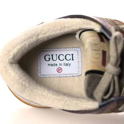 Gucci Suede Calfskin Tejus Printed Womens Ultrapace Sneakers 37 Pink Silver Oatmeal Yolk 7 of 15