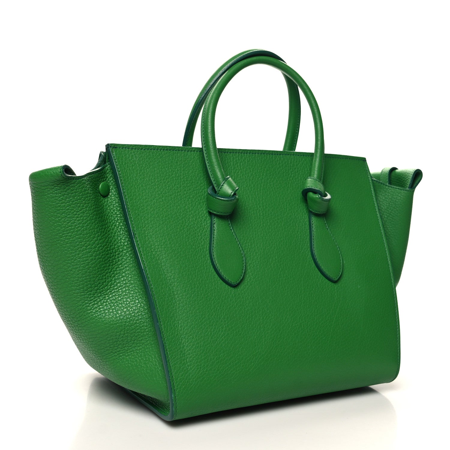 Celine Crisped Calfskin Small Tie Knot Tote Grass Green 3 of 12