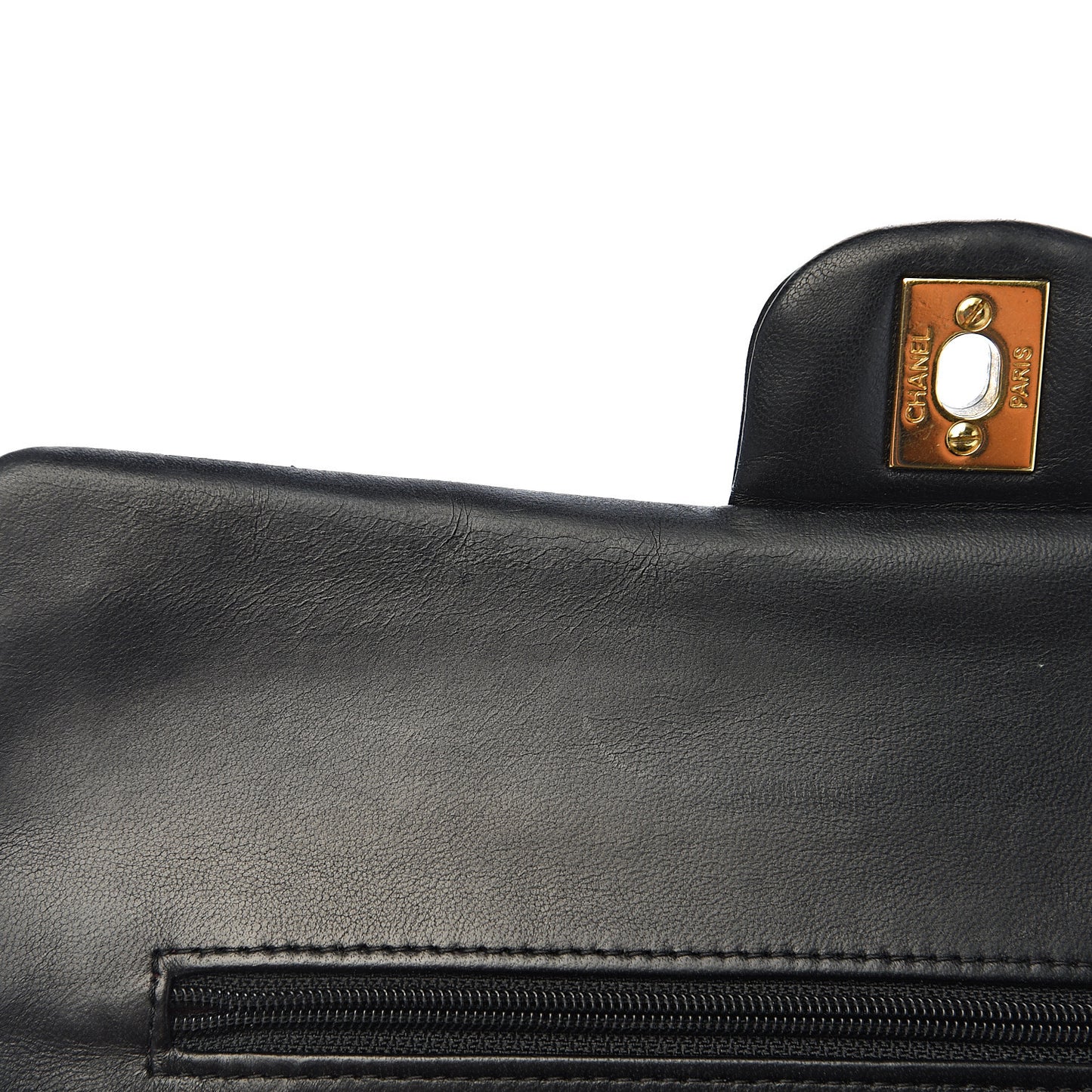 Lambskin Quilted Medium Double Flap Black