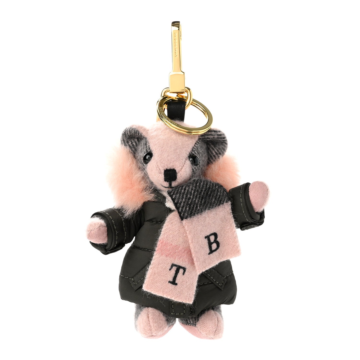 Burberry Cashmere P Jac Thomas Teddy Bear Keychain Charm Ash Rose 1 of 4