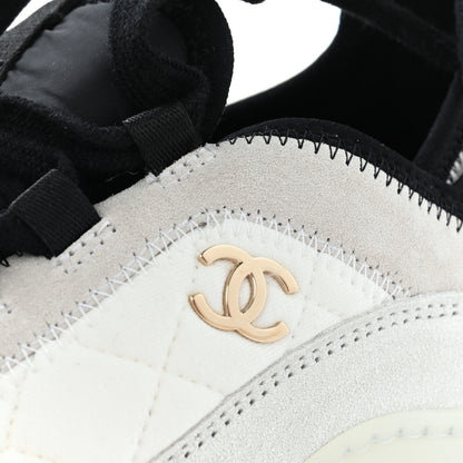 Chanel Velvet Calfskin Mixed Fibers CC Sneakers 41 Ivory Black 9 of 9
