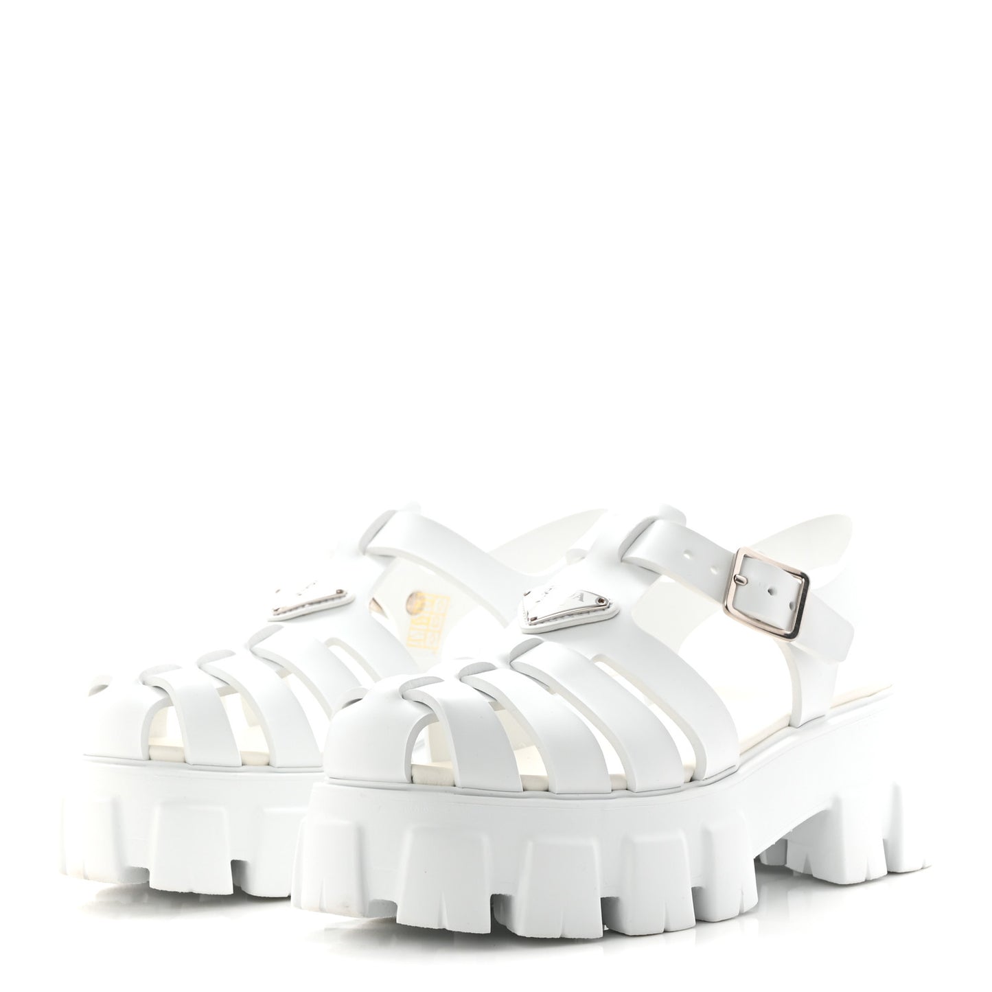 Foam Rubber Metal Triangle Logo Monolith 55mm Cage Sandals 38 White