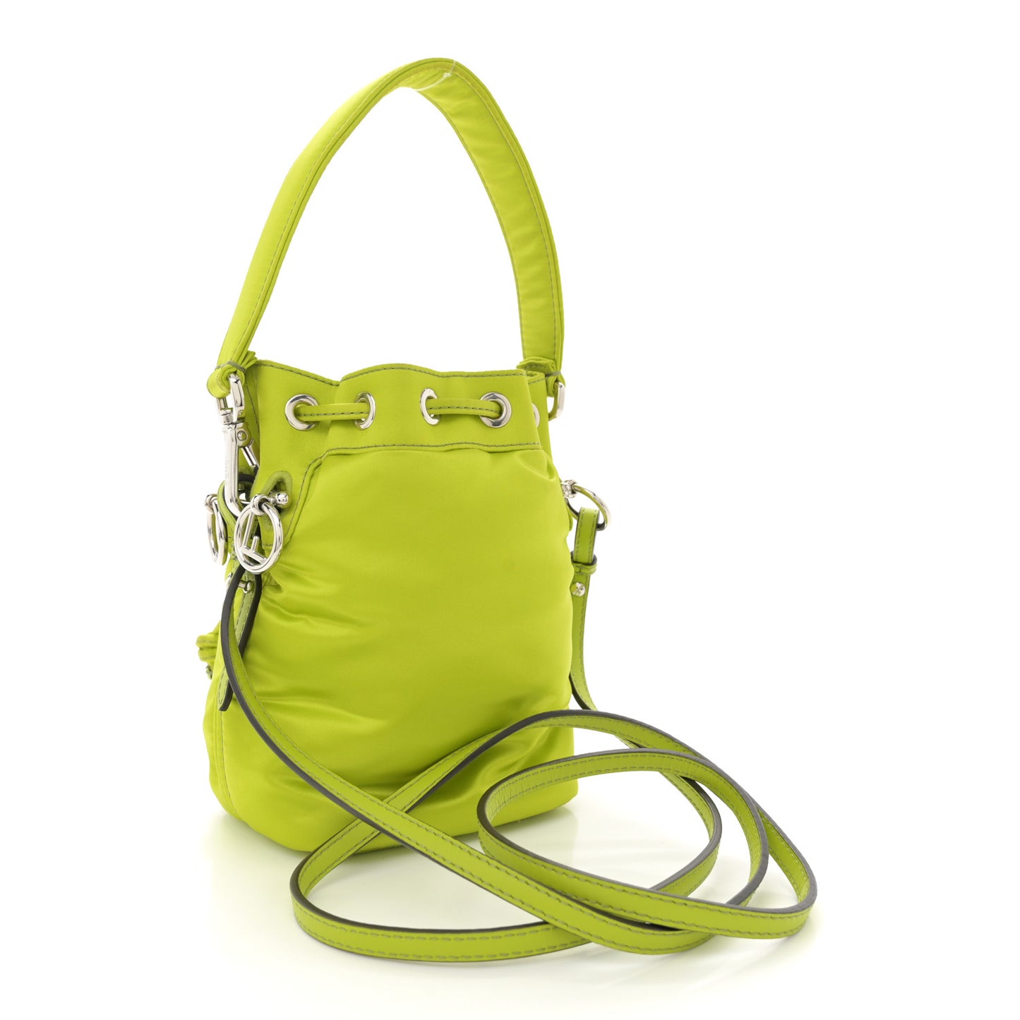 Nylon Ninfa Vitello King Cuoio Mini Mon Tresor Bucket Bag Wasabi